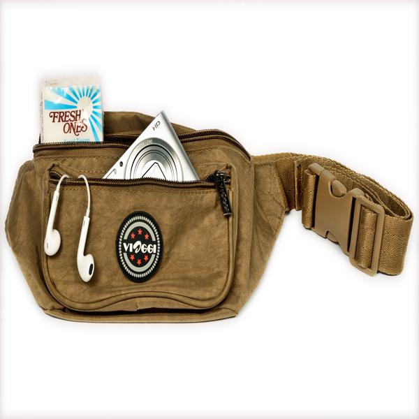 VIAGGI Unisex Waist Pouch - Beach Brown